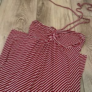 Veronica M red and white stripped maxi dress.